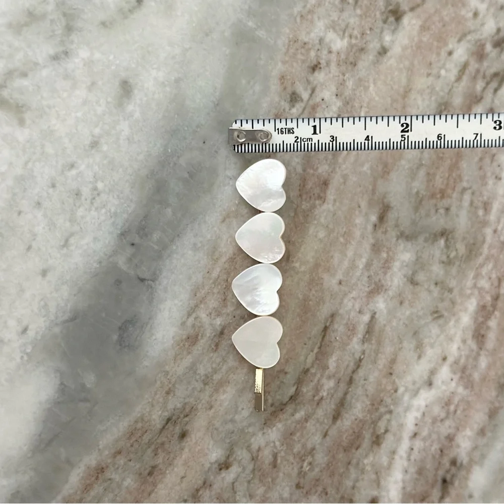BaubleBar Heart Shaped White Mother of Pearl Look Hair Barrette